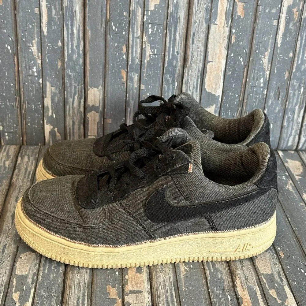Nike 3x1 x Air Force 1 Premium Low Black Denim Sneakers 905345-006 Boys 6